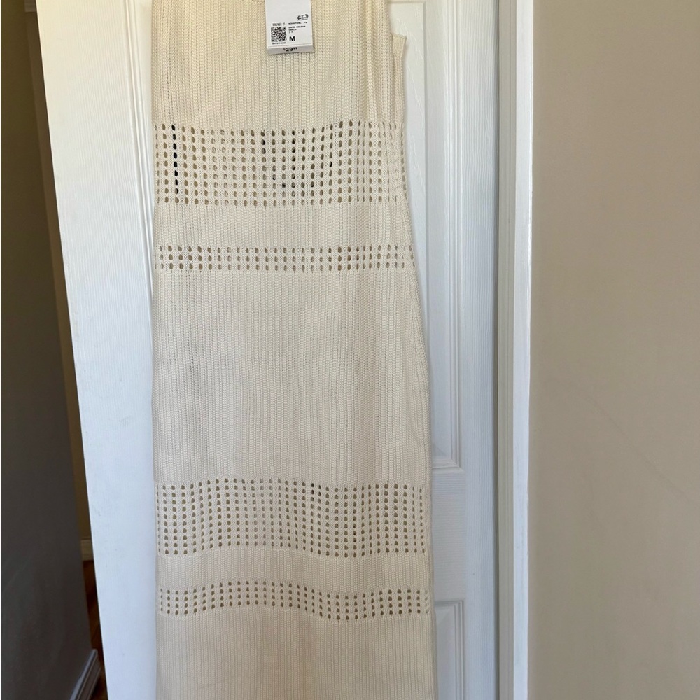 Forever 21 Cream Halter Sheath Maxi Dress